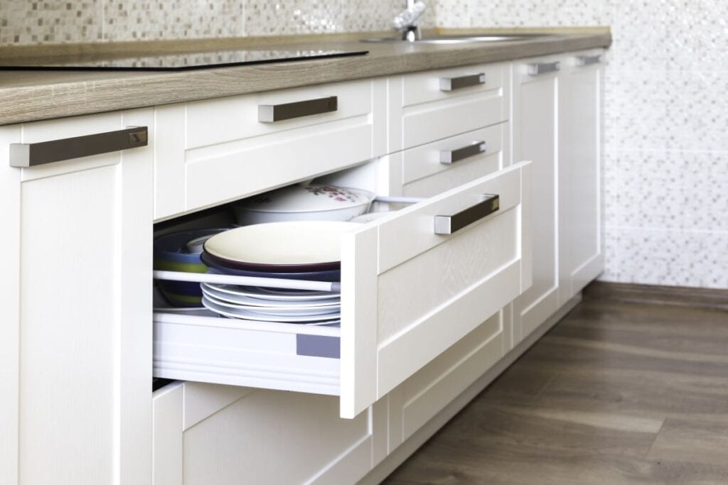 Kitchen with drawer instead of cupboard.