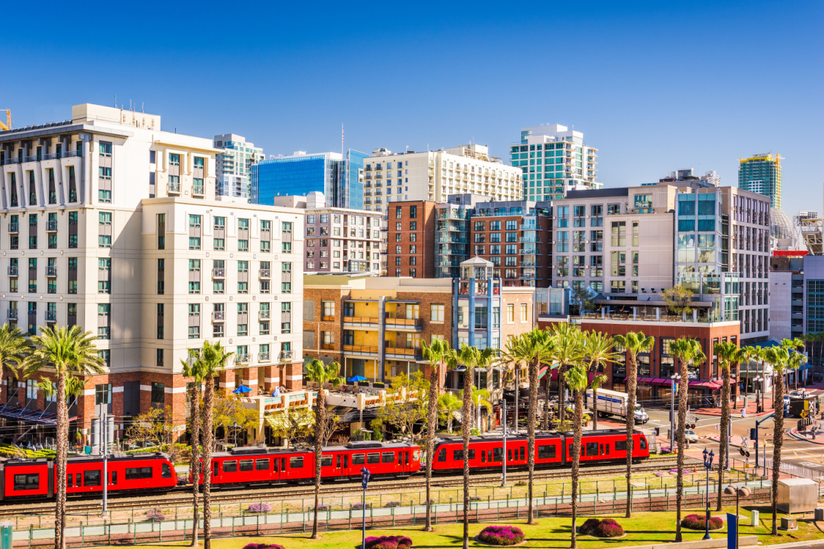 San Diego tram on a sunny day