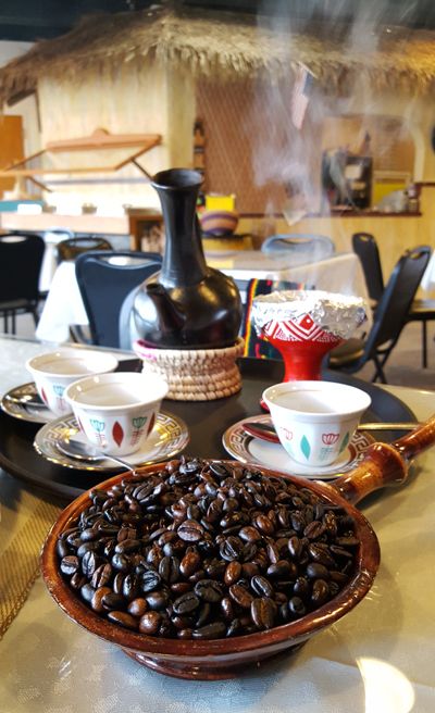 An image from the coffee ceremony offered at Zoma Ethiopian restaurant in Cleveland, OH.