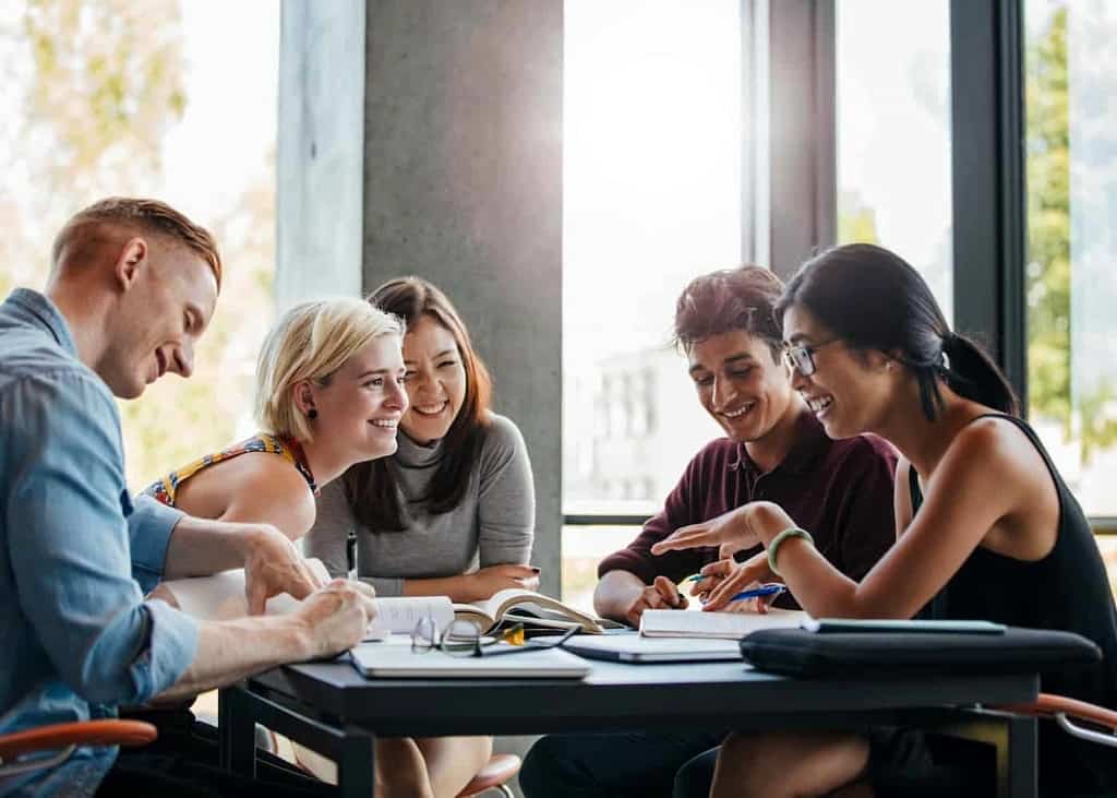 middle school students at the table