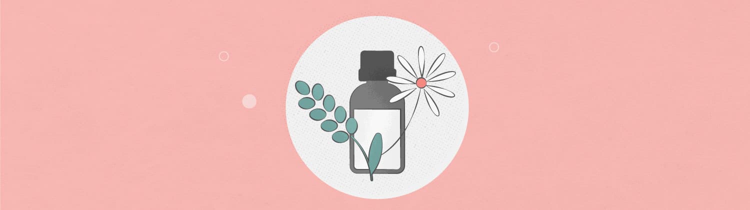 illustration of lavender and chamomile essential oils