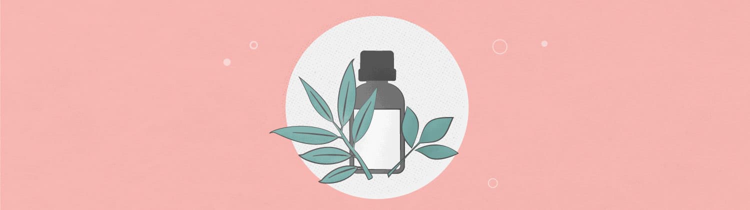 Illustration of tea tree and eucalyptus essential oils