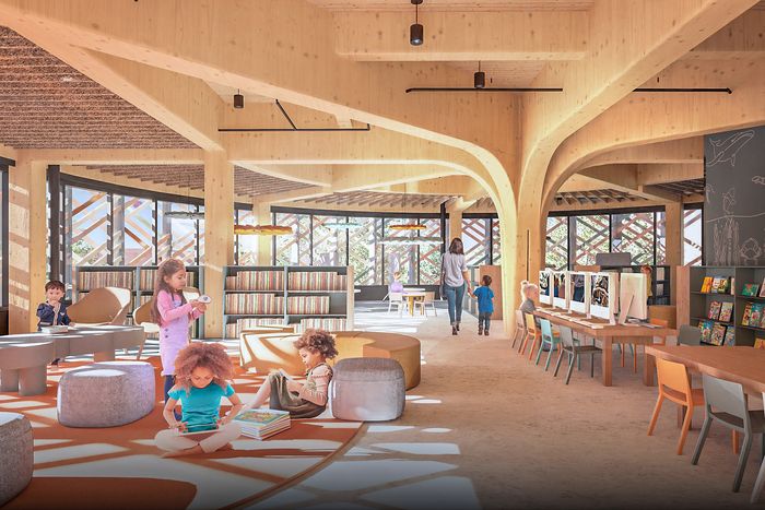 A rendering of the next library of new lots in Brooklyn.