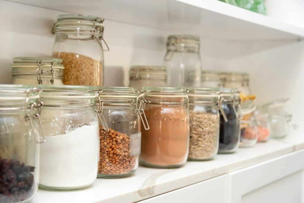 Kitchen pots filled with random foods